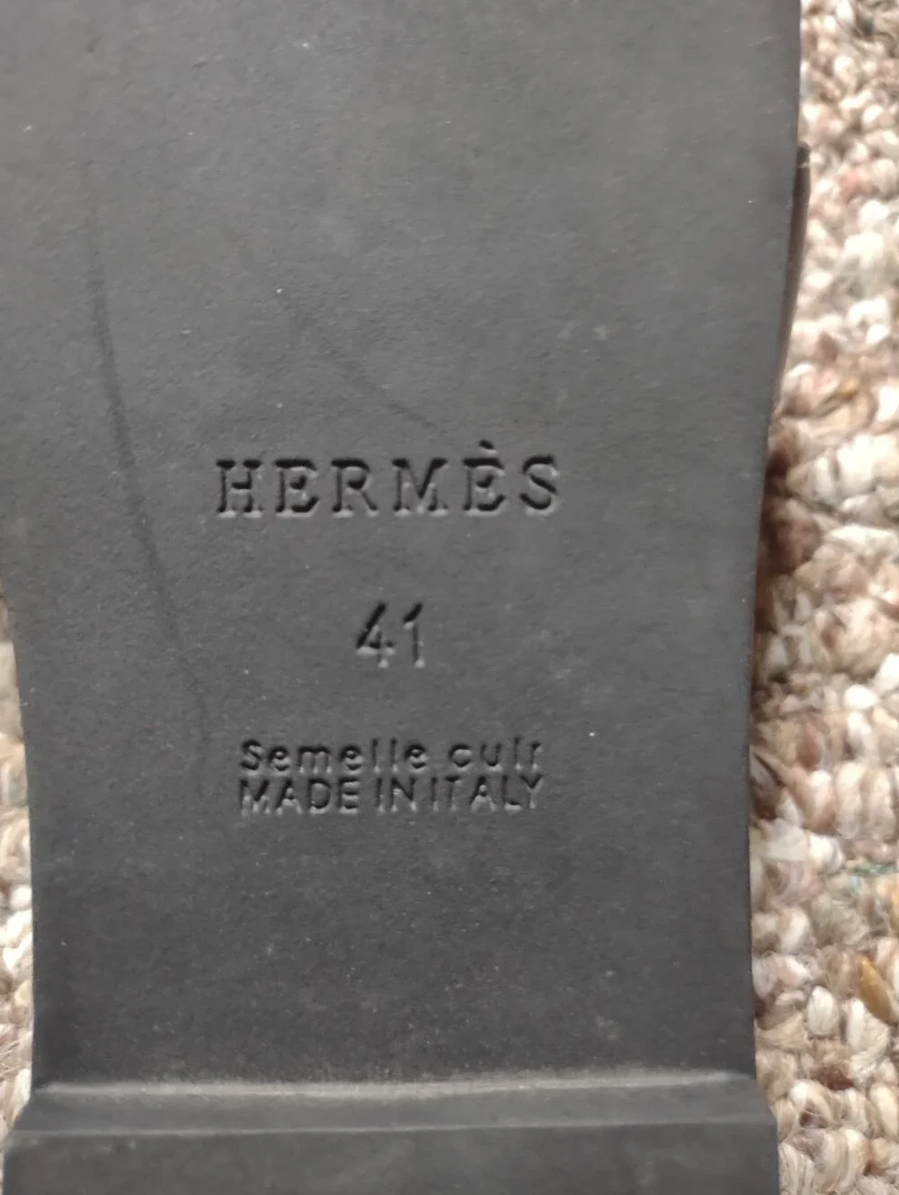 HERMES Black Oran Sandals